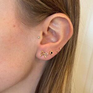 The Brielle Gold stainless steel tarnish free dainty delicate bow earrings